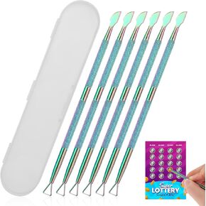 6PCS Lottery Ticket Scratcher Tool, Metal Lottery Scratcher, Scratch Off Tool, Lotto Scratcher Label Scraper for Lottery Ticket, Multi-Use Scraping Tool for Tickets Stickers Labels Films, Rainbow