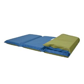 Children's Factory Nap Mats, 2 inch Thick Toddler Nap Mats for Preschools and Daycares, Comfortable and Soft 4 Section Folding Nap Mat, Sage and Deep Water, 1 mat included