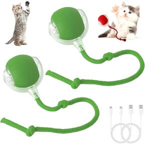 2pcs Interactive Rolling Dog Ball Interactive Dog Toys Electric Dog Ball Toy Rolling Dog Ball Cat Toys 360° Smart Automatic Rolling Ball Toy for Indoor Dogs/Cats(Green)