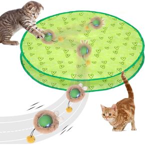 Interactive Cat Toys for Indoor Cats, Fast Rolling Cat Ball Toy in Pouch, Automatic Motion Activated Moving Ball Hide and Seek Exercise Game for Bored Cats, Rechargeable Kitten Toys with LED Light