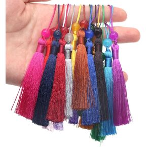 Tassels,FZBNSRKO 10 Pcs Polyester Handmade Soft Craft Mini Beaded Tassels for Jewelry Making,DIY Projects,Bookmarks,Pendant Jewelry(Mixed Color,4.7" inch)