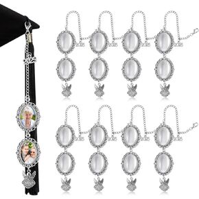 Sureio 8 Pcs Graduation Cap Memorial Photo Charm Tassel Charms for 2025 Graduation Cap Tassel Charm Memorial Photo Class Decorations Graduation Gifts to The Cap Topper