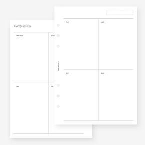 A5 Undated Weekly with Border Blank Week on Two Pages Planner Insert for Filofax A5, LV GM agenda refill 6 hole 5.8 x 8.3
