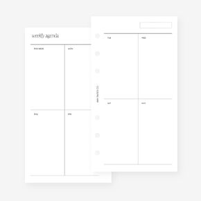 Personal Undated Weekly Vertical Border Blank Week on Two Pages Planner Insert for Filofax Personal, LV MM agenda refill 6 hole 3.75 x 6.75