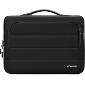 MOSISO 360 Protective 13-14 inch Laptop Case, 13.3 inch Puffy Laptop Sleeve Compatible with MacBook Air 13 13.6/Pro 13/14, HP, Dell, ASUS, Lenovo, Side Open Bag with 2 Zipper Pockets&Handle, Black