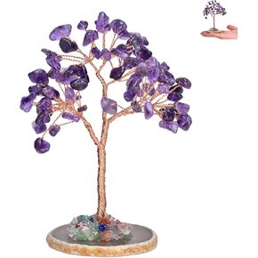 Amethyst Crystal Tree, Healing Stones, Reiki Natural Crystals, Copper Wire Tree, Spiritual Meditation Energy Decor, Gift for Women, Men (Amethyst Tree, Number of Branches 9 Branches)