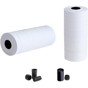 Labels for 2-Line Price Tag Gun,10000 Labeler Stickers w/ 2 Ink Rolls Kit for Date Code Pricing Tagging Maker Stamper Applicator Machine,Clothes Supplies Label for Retail Garage Sale(White)