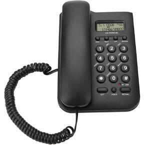 Corded Telephone, Landline Telephone Caller ID Telephone Analog Corded Telephones with Calls Display for Home Office (Black)