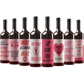Be My Galentine - Galentine's Day Gift for Women and Men, Valentine's Day for Single Ladies, Waterproof Wine Bottle Label Stickers - Set of 8 (WINE NOT INCLUDED)