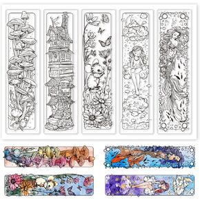 GLOBLELAND Fairytale Bookmarks Clear Stamps Mermaid Bookmarks Labels Clear Silicone Stamp Mushroom Bookmarks Transparent Silicone Clear Stamps Seal for DIY Scrapbooking Journal Album Craft