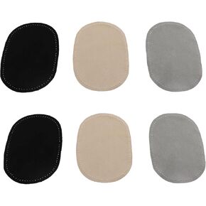 6PCS Sweater Knee Flocked Material Patch Patch 13.5x10cm No Backing Sewing Knee Patch Patch Elbow Oval Cuttable Fabric Patch Black Khaki Grey Pair Each
