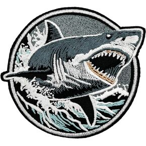 4" Great White Shark Embroidered Iron on Patch Shirt DIY
