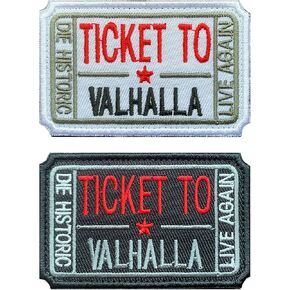 Antrix 2 Pieces Funny Ticket to Valhalla Admit Embroidered Tactical Funny Badge Emblem Patches -3.15x2 inch