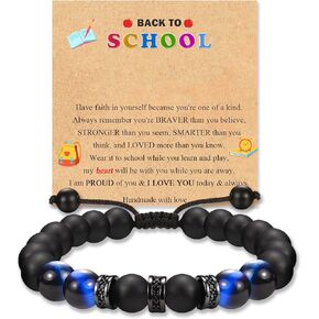 Back to School First Day of School Kindergarten Preschool 1st 2nd Grade Gifts Bracelets for Son Grandson Nephew Brother with Inspirational Card