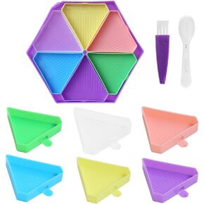 Diamond Art Painting Trays Organizer, Diamond Art Accessories Trays with Brush & Spoon, Rhinestone Tray Sorter for DIY Art Craft Supplies (Colorful-set1)