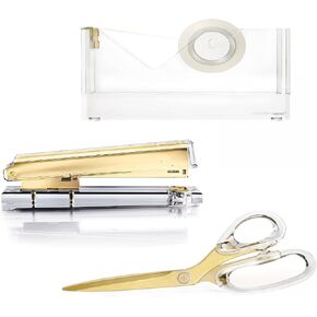 russell+hazel Desktop Accessories Everyday Bundle, Office Supplies, with Scissors, Stapler and Tape Dispenser (53698)