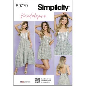 Simplicity Misses 'Mini و Midi Corset Fress Pattern Packet by Madalynne Intimates ، رمز التصميم S9779 ، الأحجام 8-10-12-14-16 ، متعدد الألوان