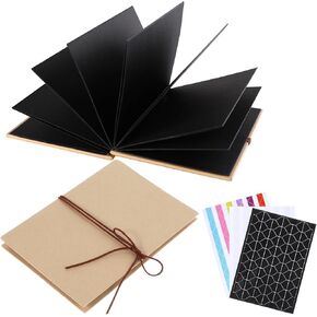 Scrapbook Album Kraft Paper Album Folding Craft Book Photo Album 6x8 Inch Stretchable Memory Book Photos Collection Adventure Book with Hardcover for Wedding Anniversary Birthday