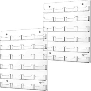 Lincia 2 Pieces Acrylic Business Card Holder Wall Mount Clear Sticker Display Rack Multiple Clear Acrylic Card Organizer Sticker Display Stand Pre Drilled Index Storage