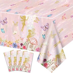 4pcs fairy titleders - غطاء طاولة حفلة عيد ميلاد خرافية ، زهور زهرية مستطيلة مستطيلة لأميرة Flower Flower Party Supplies ، 51 × 86.6 بوصة