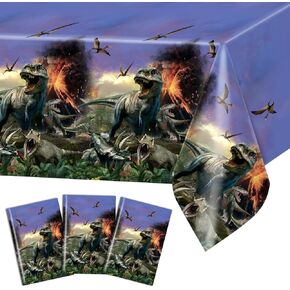 Avezano 3 pcs Dinosaur Tablecloth Dinosaur Birthday Party Decorations Disposable Dinosaur Table Cover Dinosaur World Plastic Tablecloth for Kids Adults Birthday Party, 108x54 Inch