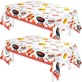 Amylove 2 Pack Plact BBQ Picnic Tableroths 86 × 51 بوصة مقاومة للبقع لمجلة المائدة المقاومة للبقع للاختراق في الهواء الطلق الشواء في الهواء الطلق.