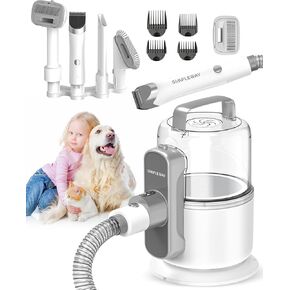 Dog Grooming Vacuum, 3 Level Pet Vacuum Grooming Kit with 2.1L Large Pet Grooming Vacuum，6 in 1 Pet Grooming Kit for Dogs, Dog Vacuum Brush for Shedding Grooming (Milky White)