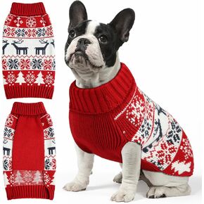 Dog Sweaters for Winter, Soft Thickening Warm Pup Dogs Shirt, Christmas Turtleneck Dog Sweaters for Small Medium Large Dogs, Double Knitting Collar for Outdoors Playing, Warm Puppy Dog Cat Clothes M