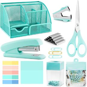 Teal Mesh Desk Organizer and Accessories, Teal Desk Accessories Featuring 9 Compartments, Office Gift for Women, Boss Lady, Coworkers, Desk Caddy, Office Clerks