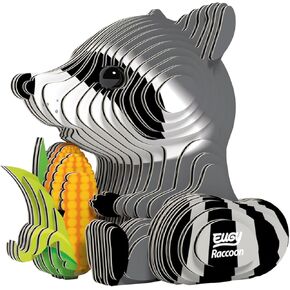 Eugy Raccoon 3D Puzzle - 46 Piece Eco-Friendly Educational Toy Puzzle for Boys, Girls & Kids Ages 6+