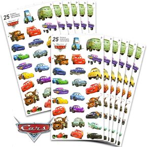 Disney Cars Stickers for Toddlers Kids Adults Set ~ Bundle Includes 300 Disney Cars Stickers on 12 Party Favor Sheets (Disney Cars Party Supplies Decorations)