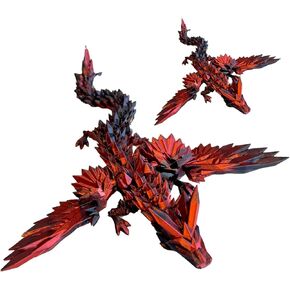 Crystal Winged Dragon - Articulated Dragon with Wings - 3D Printed Gift Easter Egg, Dragon Eg (Red-Black)