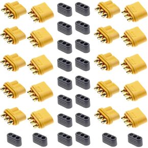 10Pair MR60 Connector Plug Amass 3.5 Bullet Connector Female Male with Sheath for RC Motor ESC Connection