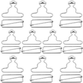 10 Sets Gourd Buckle One Piece Buckle Jeans Bib Hook Buckle Bib Skirt Fastener Boom Buckle Bright Silver Inside Bottom Size 1.5 inch Garment Adjustable Buckle Workwear Suspender Buckle