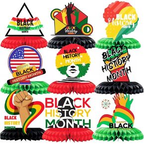 Black History Month Party Honeycomb Centerpieces For African American Table Decorations,African American History Celebration Centerpieces Party Supplies (Style 1)