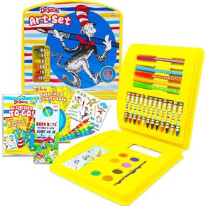 Game Party Dr. Seuss Ultimate Coloring Activity Set for Kids ~ Seuss Cat in The Hat Arts and Craft Bundle with Watercolors, Stickers and More (Dr. Seuss Art Activities for Toddlers)