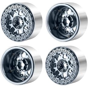 RCLIONS 2.2" Beadlock Wheels 35mm RC Car Aluminum Rims for AXIAL Wraith RR10 TRX4 1/10th RC Crawler Truck Car (Titanium)