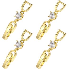 Mabor 4Pcs Gold Necklace Extender Brass Necklace Extensions Zircon Foldover Extension Jewelry Clasps for Bracelet Anklet Fold Over Bracelet Extender Clasp for DIY Crafts