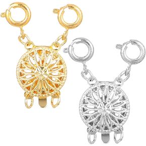Mabor Necklace Layering Clasps, Necklace Stacker Clasp Separator for Women Gold Silver Jewelry Locking Clasp Converter for Layered Look Double Necklace Clasp Chain Extender