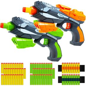 2 عبوة ألعاب Blaster Guns متوافقة مع NERF-GUN Party Favors مقابل 3،4،5،6،7،8،9 سنة عيد ميلاد الأطفال الصغار