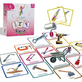 Fix -It Flashcards - 36 بطاقة في مربع | تعلم مهارات الإصلاح الأساسية | هدية تعليمية للأطفال الذين تتراوح أعمارهم بين 2-4 | بطاقات تعلم الأطفال ، تعليمية ، تعلم ما قبل المدرسة