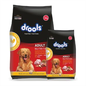 Drools Adult Dry Dog Food Chicken & Egg 9.25lb (6.6lb + 2.65lb) – Promotes Lean Muscles, Healthy Digestion, Strong Bones, Dental Health & Sustained Energy for Adult Dogs