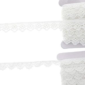 Crochet Lace Ribbons, 15-Yard Rolls (White, 0.5 and 0.7 in Wide, 2-Pack)