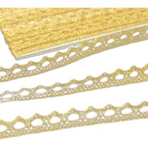Idongcai Metallic Lace Ribbon Sewing Lace Trim Trim Trim الزفاف الزفاف الحرفة (الذهب)