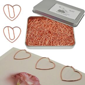 Heart Paper Clips 1.2 inch, Wedding Invitation Paper Clips,Rose Gold, 100 pcs