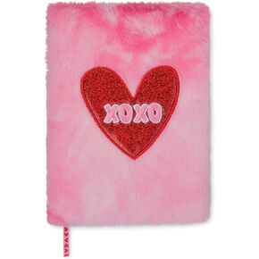 iscream + Theme NYC Plush Fur Book-Bound Lined-Page 8.75" Applique Accent Journal - ILYSM Heart