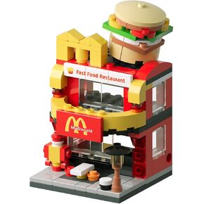 Building Block Mini City Burger House Toy, Burger Building Game Set 167 PCS, Educational Kit Birthday Gifts for Kids 6+