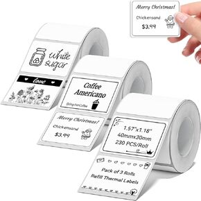 NIIMBOT Thermal Label Tape 50×50mm Compatible for NIIMBOT B1 B21 B31 B3S K3, Thermal Sticker Paper 1.9'' x 1.97'' Waterproof Labeling Tape Replacement 150 Labels/Roll, 3 Packs Round