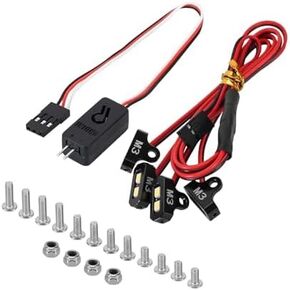 طقم أضواء الصخور 4LED مع وحدة تحكم لـ SCX10 TRX4 1/10 RC Crawler Upgrade (4led White & Controller)