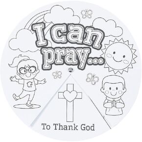 Fun Express 9" Color Your Own When Can I Pray Cardstock Wheels - Craft Kits for Kids - DIY Activity for Learning and Creativity - 12 Pieces